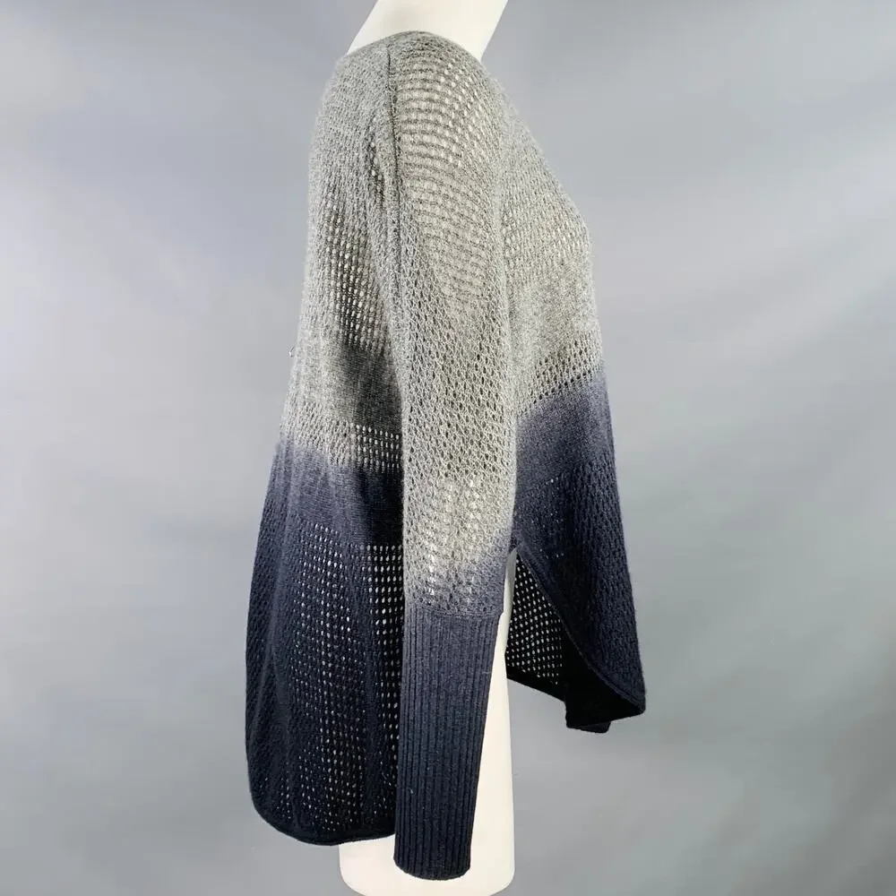KOKUN Size XS Grey Navy Cashmere Ombre Open Knit Pullover
